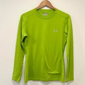 Under Armor Women's Cold Gear Fitted Crew Neck Top - Large - Neon/Lime Green